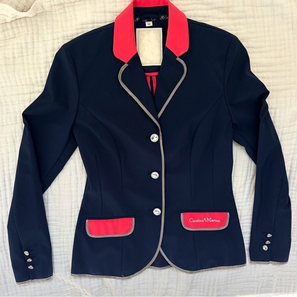 Cavallino Marino Verona Softshell Show Jacket 34 Navy Crystal Buttons